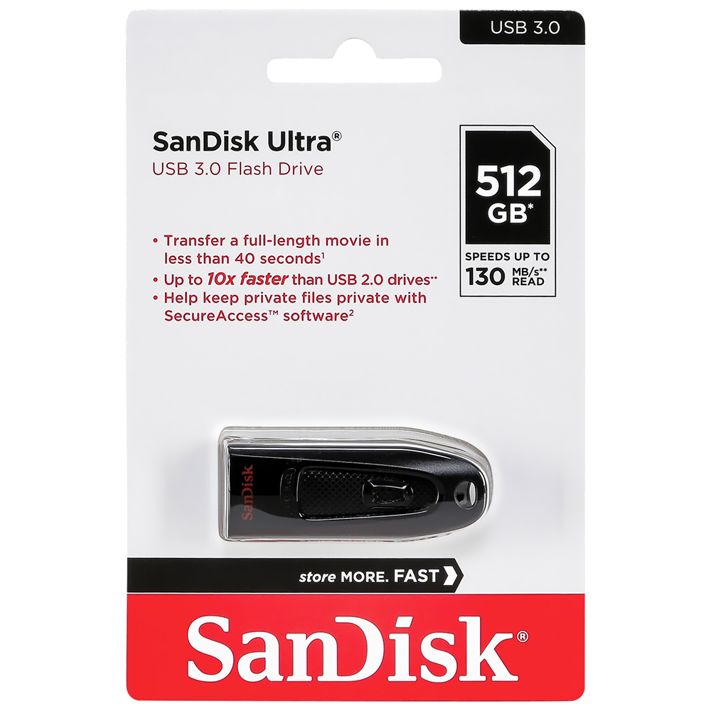 Pendrive SanDisk Z48 Ultra Flash Drive 512GB USB 3.0 - Preto (SDCZ48-512G-G46)