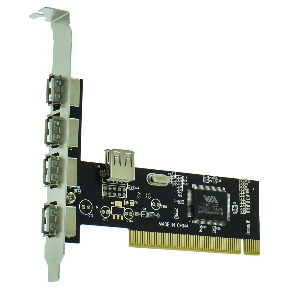 Placa PCI 4 + 1 Saída USB 2.0