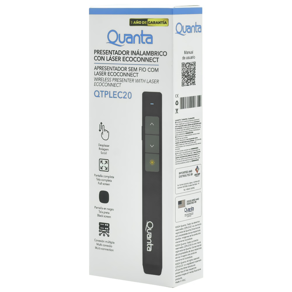 Apresentador Laser Quanta QTPLEC20 - Rosa