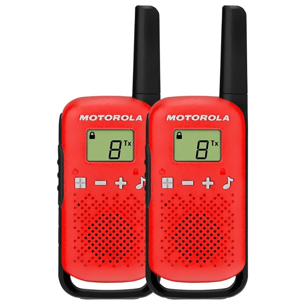 Walkie Talkie Motorola T110 FRS / GMRS / 16 Milhas / Bivolt - Preto / Vermelho