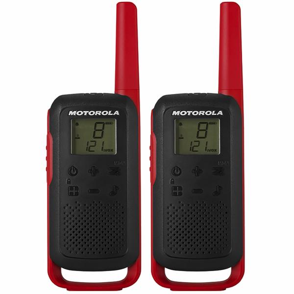 Walkie Talkie Motorola T210 FRS / GMRS / 20 Milhas / Bivolt - Preto / Vermelho
