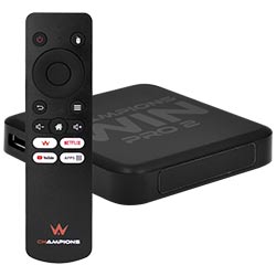 RECEPTOR DIGITAL CHAMPIONS WIN PRO 2 UHD 4K 2GB/16GB/IPTV/WIFI/HDMI/OPTICAL/USB/TF/LAN/ANDROID PRETO