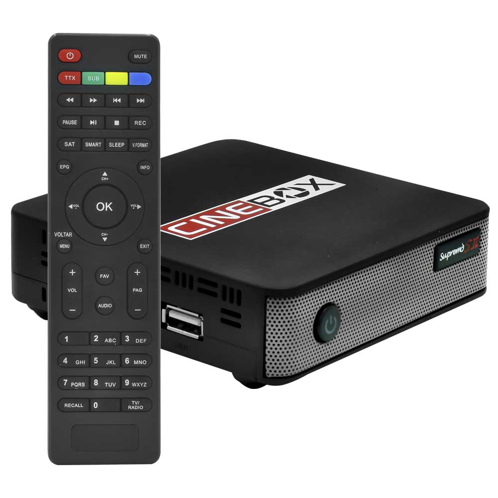 Receptor Digital FTA Cinebox Supremo SII IKS / SKS - Preto