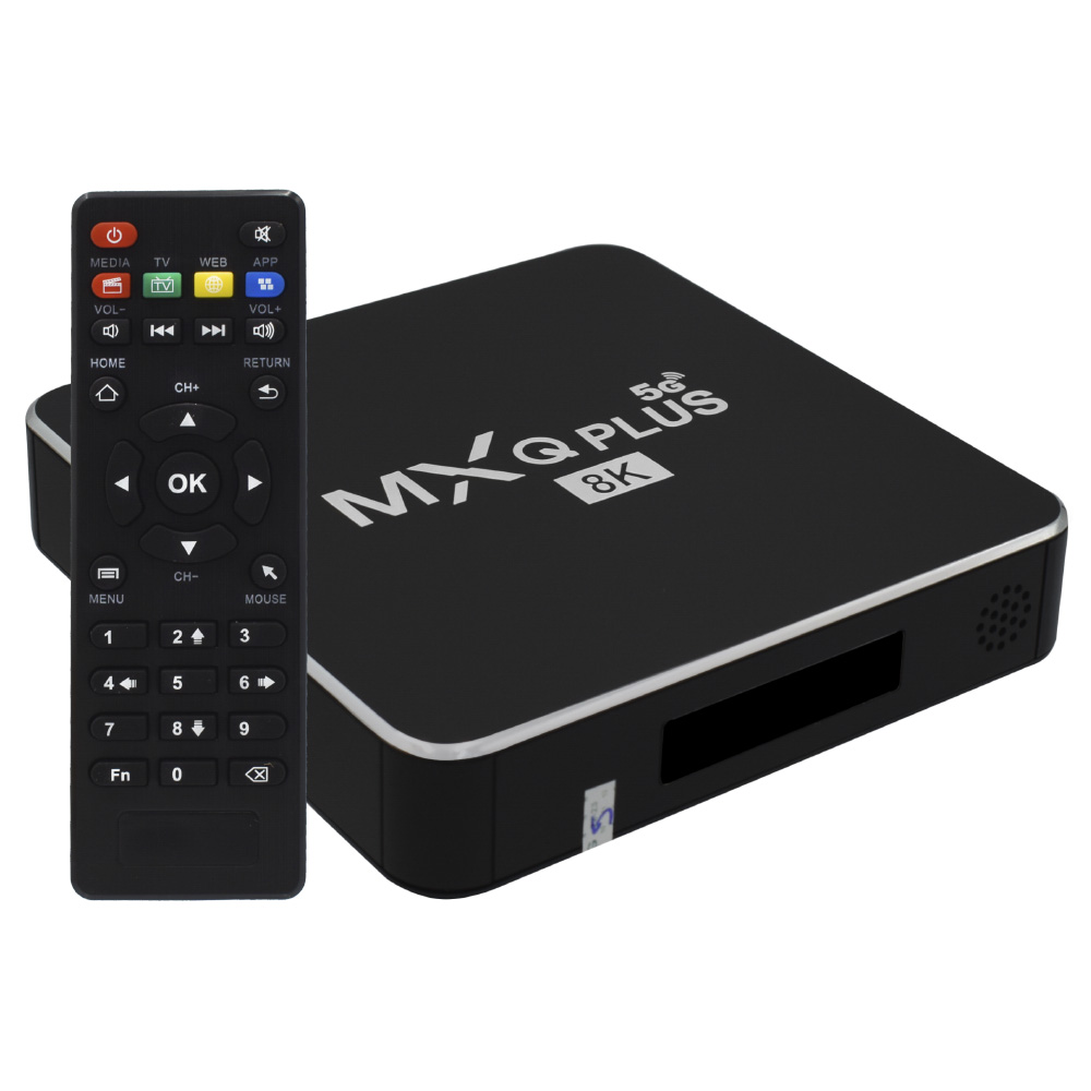 RECEPTOR DIGITAL TV BOX MXQ PLUS 8K 5G PRETO 16GB/64GB/IPTV/WIFI/HDMI/USB/SD/LAN/ANDROID 11.0 S/GARANTIA 