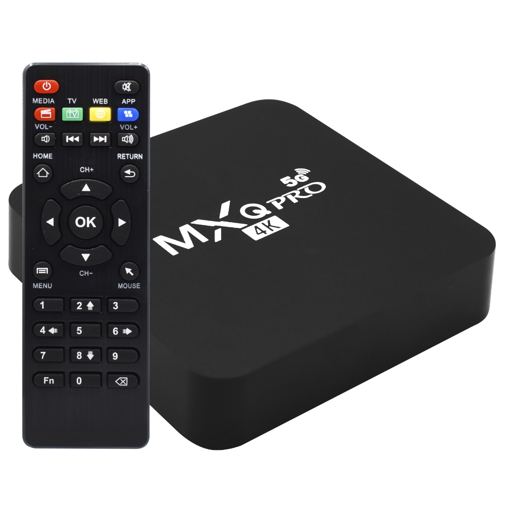 RECEPTOR DIGITAL TV BOX MXQ PRO 4K 5G  4GB/32GB/IPTV/WIFI/HDMI/USB/SD/LAN/ANDROID 10.1 PRETO