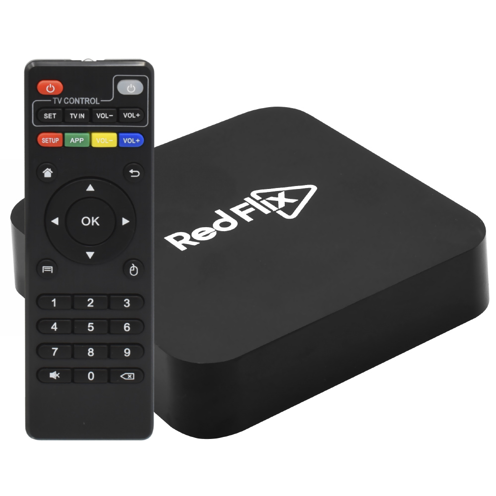RECEPTOR DIGITAL TV BOX RED FLIX 8GB/128GB/IPTV/WIFI/HDMI/USB/SD/LAN/ANDROID PRETO