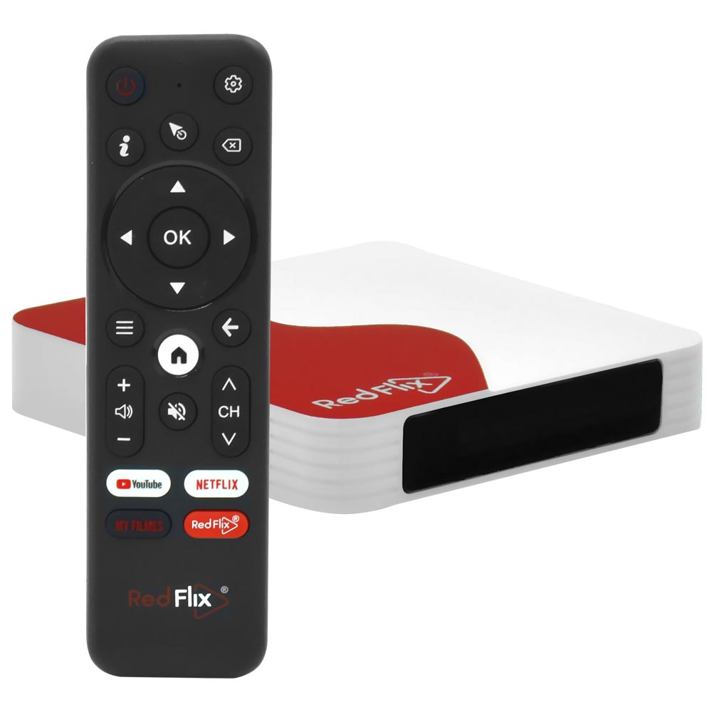 Receptor Iptv RedFlix Red+ 2GB de RAM / 16GB / 4K - Branco / Vermelho