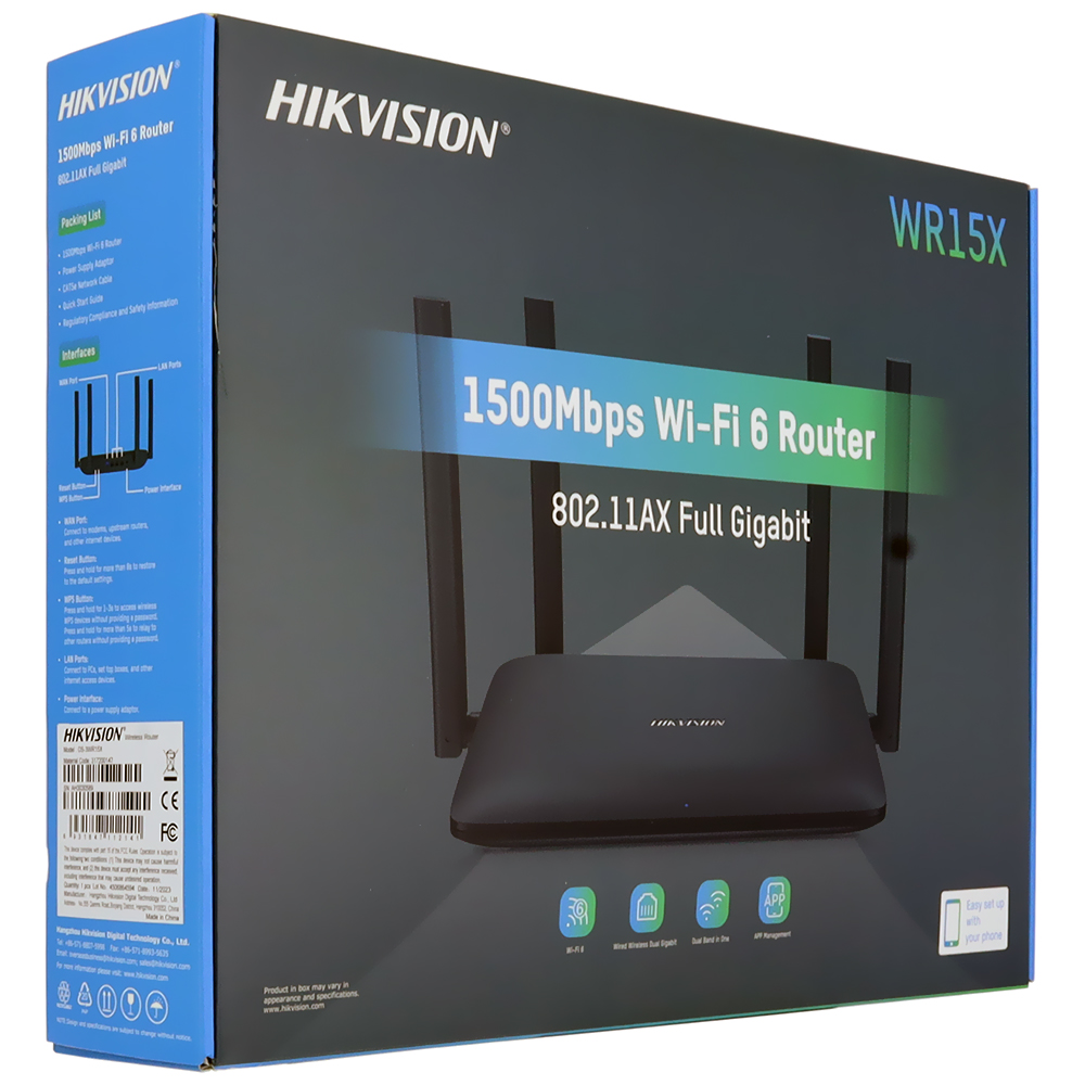 Roteador Hikvision DS-3WR15X Dual Band / 2.4GHz / 5GHz / 4 Antenas - Preto