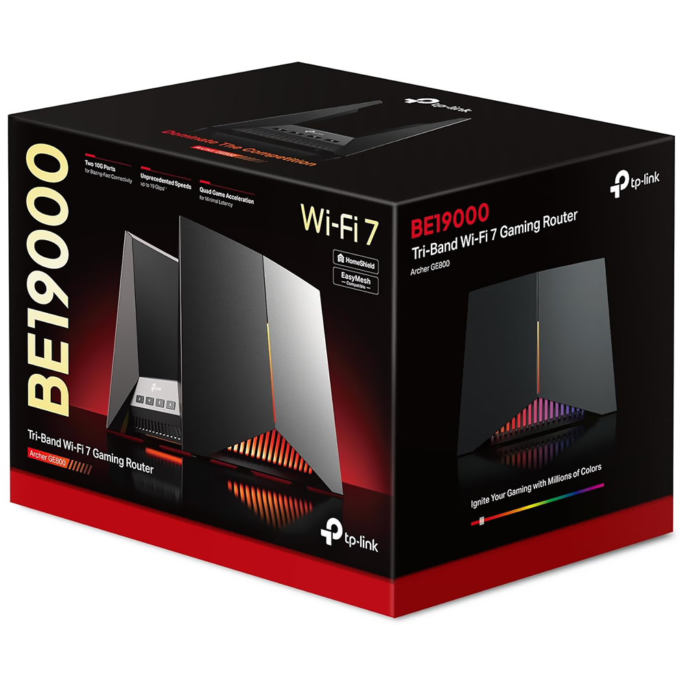 Roteador Tp-Link Archer GE800 BE19000 Gaming Tri Band / Wi-Fi 7 - Preto