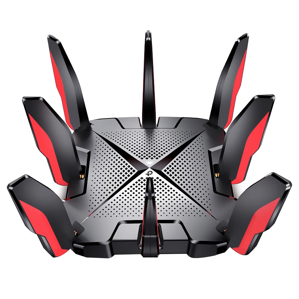 Roteador Tp-Link Archer GX90 AX6600 Tri Band Gigabit / 2.4GHz / 5GHz / Wi-Fi 6 / MU-MIMO / 8 Antenas - Preto / Vermelho