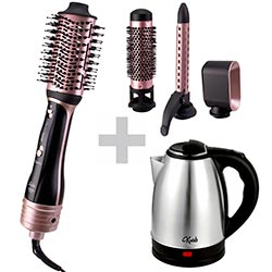 Escova Secadora Quanta QTKCS7001 / Bivolt - Preto + Chaleira Elétrica Krab KB2L