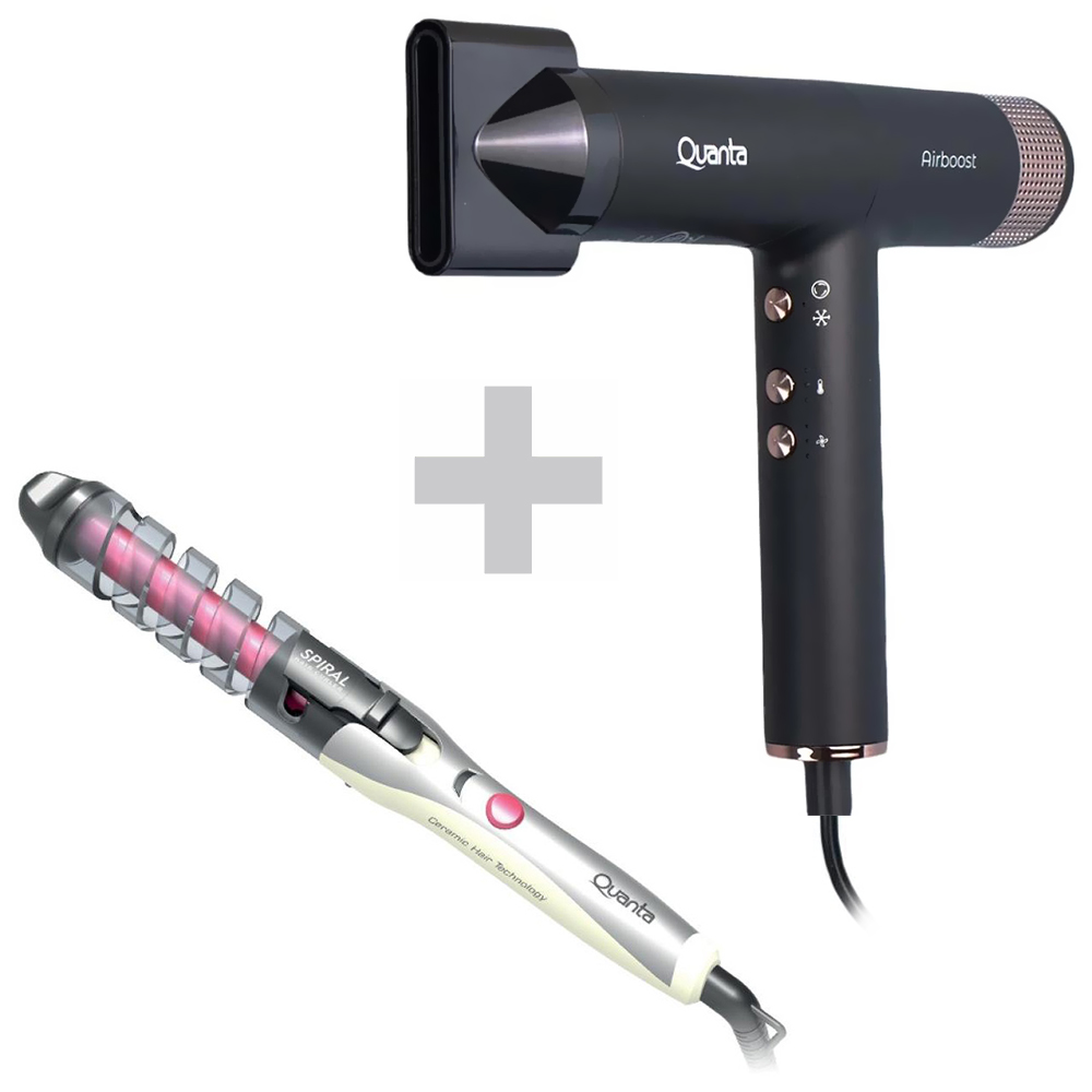 Secador de Cabelo Quanta QTSCB1700 / 220V - Preto + Modelador QTMC200