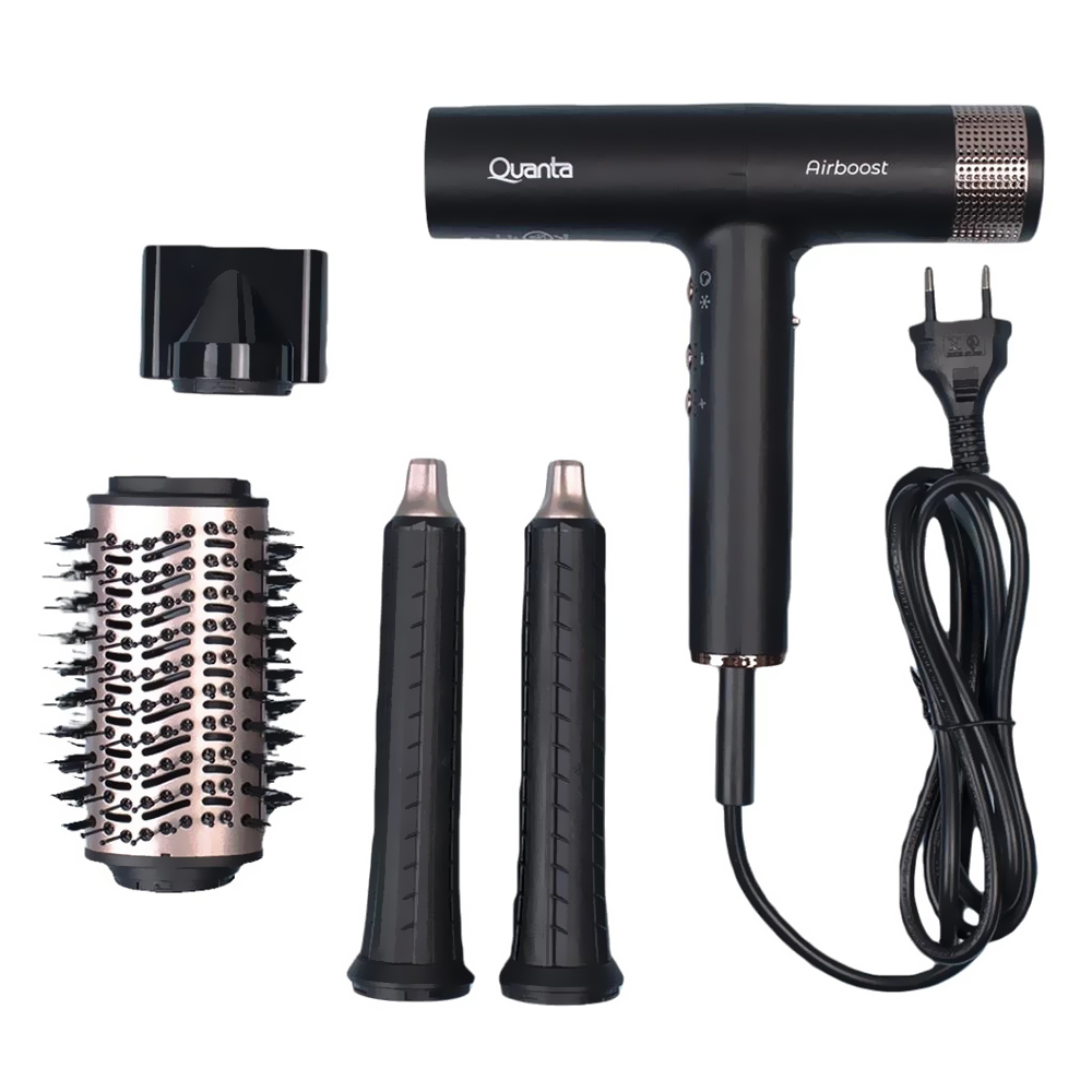 Secador de Cabelo Quanta QTSCB1700 / 220V - Preto + Modelador QTMC200