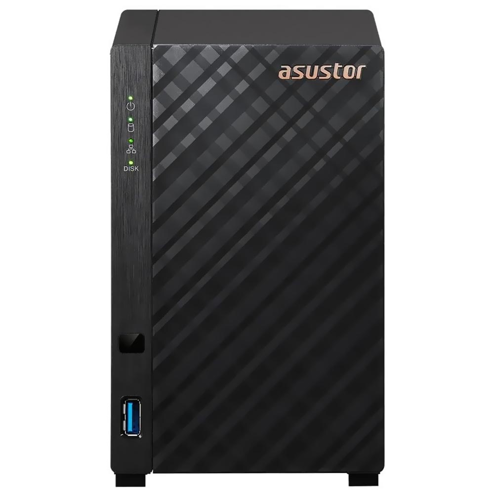 Servidor Nas Storage Asustor AS1102TL Drivestor 2 Lite Realtek RTD1619B de 1.7GHz / 1GB de RAM / 2 Baias / USB 3.2 / LAN - Preto