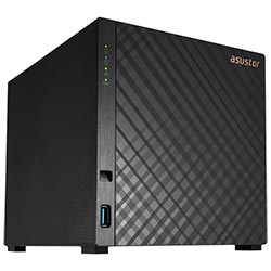 Servidor Nas Storage Asustor AS1104T Drivestor 4 Realtek RTD1296 de 1.4GHz / 1GB de RAM / 4 Baias / USB / LAN - Preto