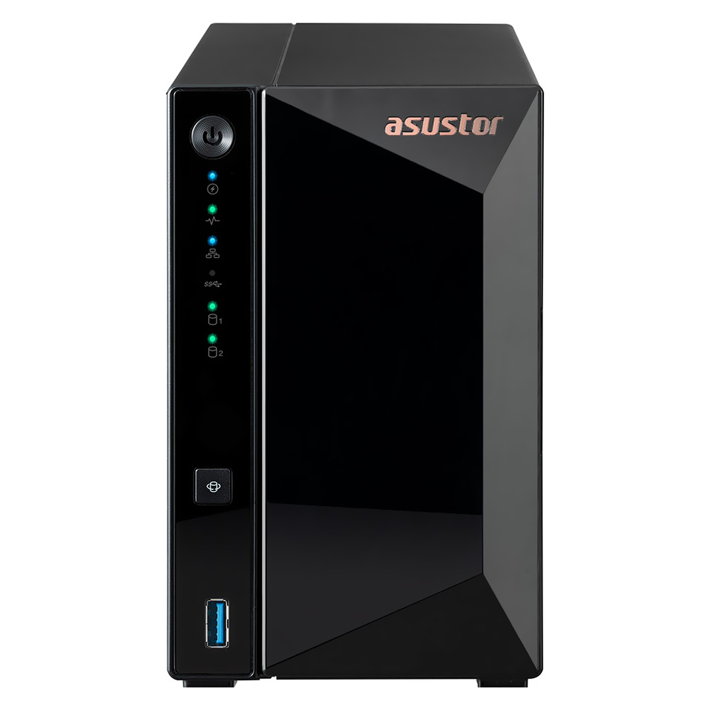 Servidor Nas Storage Asustor AS3302T Realtek RTD1296 de 1.4GHz / 2GB de RAM / 2 Baias / USB / LAN - Preto