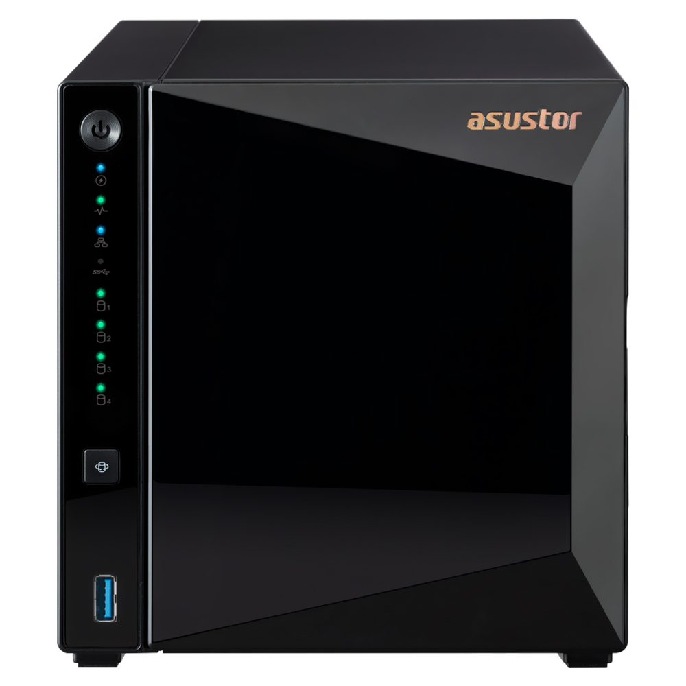 Servidor Nas Storage Asustor AS3304T V2 de 1.4GHz / 2GB de RAM / 4 Baias / USB / LAN - Preto