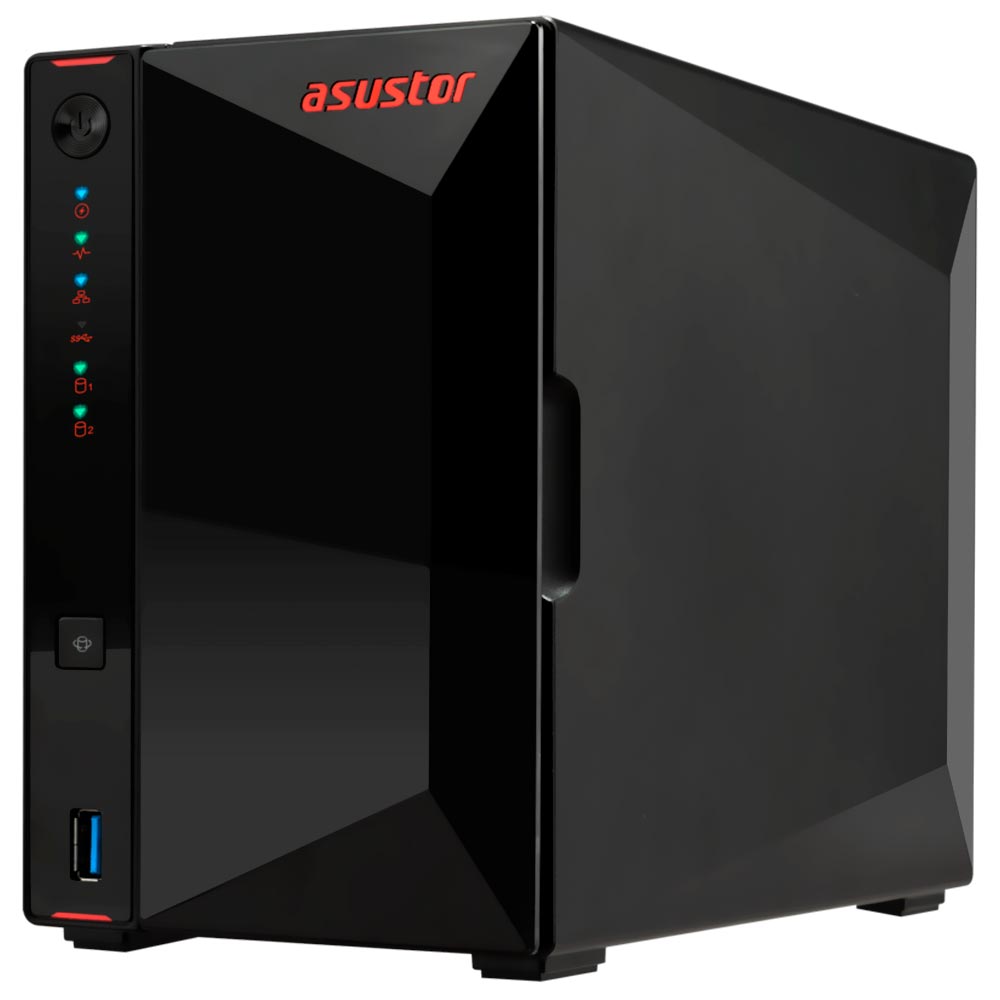 Servidor Nas Storage Asustor AS5402T Intel Celeron de 2.0GHz / 4GB de RAM / 2 Baias / USB 3.2 / LAN - Preto