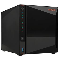 Servidor Nas Storage Asustor AS5404T Intel Celeron N5105 de 2.0GHz / 4GB de RAM / 4 Baias / USB 3.2 / LAN - Preto