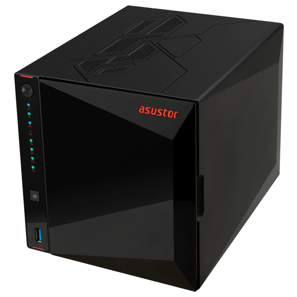 Servidor Nas Storage Asustor AS5404T Intel Celeron N5105 de 2.0GHz / 4GB de RAM / 4 Baias / USB 3.2 / LAN - Preto