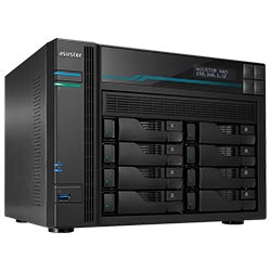 Servidor Nas Storage Asustor AS6508T Intel Atom C3538 de 2.1 GHz / 8GB de RAM / 8 Baias / USB 3.2 / LAN - Preto