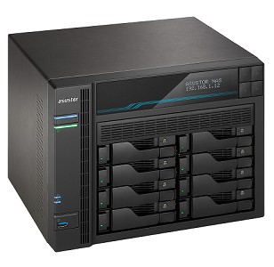 Servidor Nas Storage Asustor AS6508T Intel Atom C3538 de 2.1 GHz / 8GB de RAM / 8 Baias / USB 3.2 / LAN - Preto