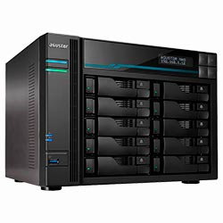 Servidor Nas Storage Asustor AS6510T Lockerstor10 Intel ATOM C3538 de 2.1GHz / 8GB de RAM / 10 Baias / USB 3.2 / LAN - Preto