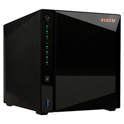 Servidor Nas Storage Asustor Realtek RTD1296 de 1.4GHz / 2GB de RAM / 4 Baias / USB / LAN - Preto