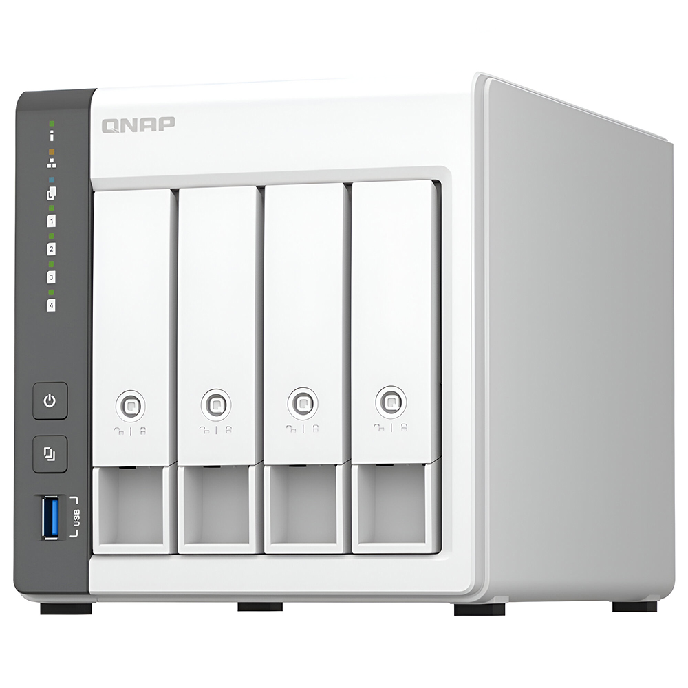 Servidor Nas Storage QNAP TS-433 ARM Cortex-A55 Quad Core de 2.0 GHz / 4GB de RAM / 4 Baias / USB / LAN - Branco