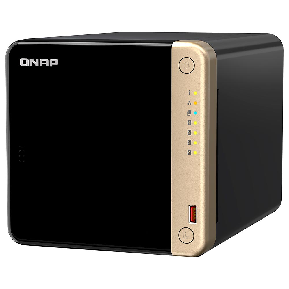 Servidor Nas Storage QNAP TS-464 Intel Celeron N5095 4 de 2.9GHz / 4GB de RAM / 4 Baias / USB / LAN - Preto