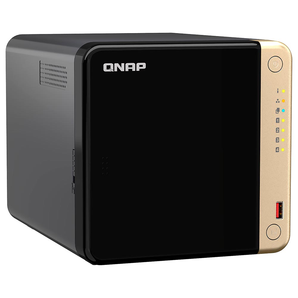 Servidor Nas Storage QNAP TS-464 Intel Celeron N5095 4 de 2.9GHz / 8GB de RAM / 4 Baias / USB / LAN - Preto