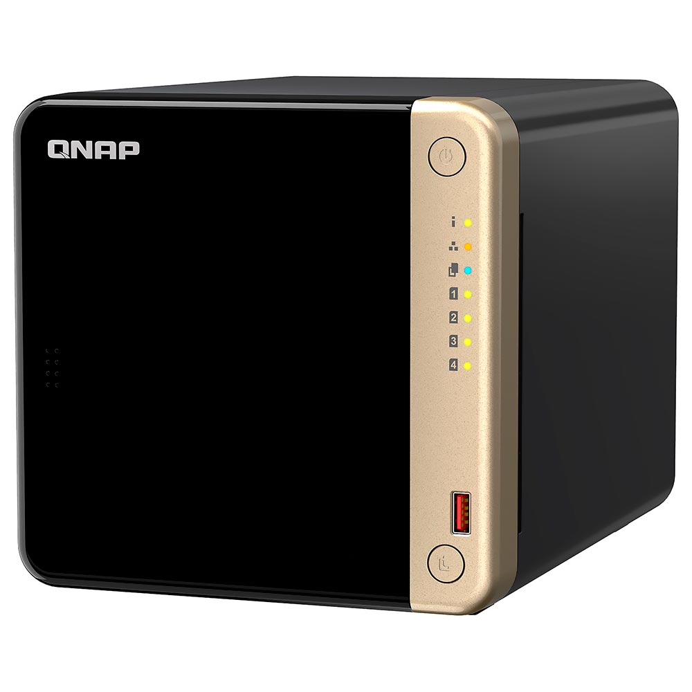 Servidor Nas Storage QNAP TS-464 Intel Celeron N5095 4 de 2.9GHz / 8GB de RAM / 4 Baias / USB / LAN - Preto