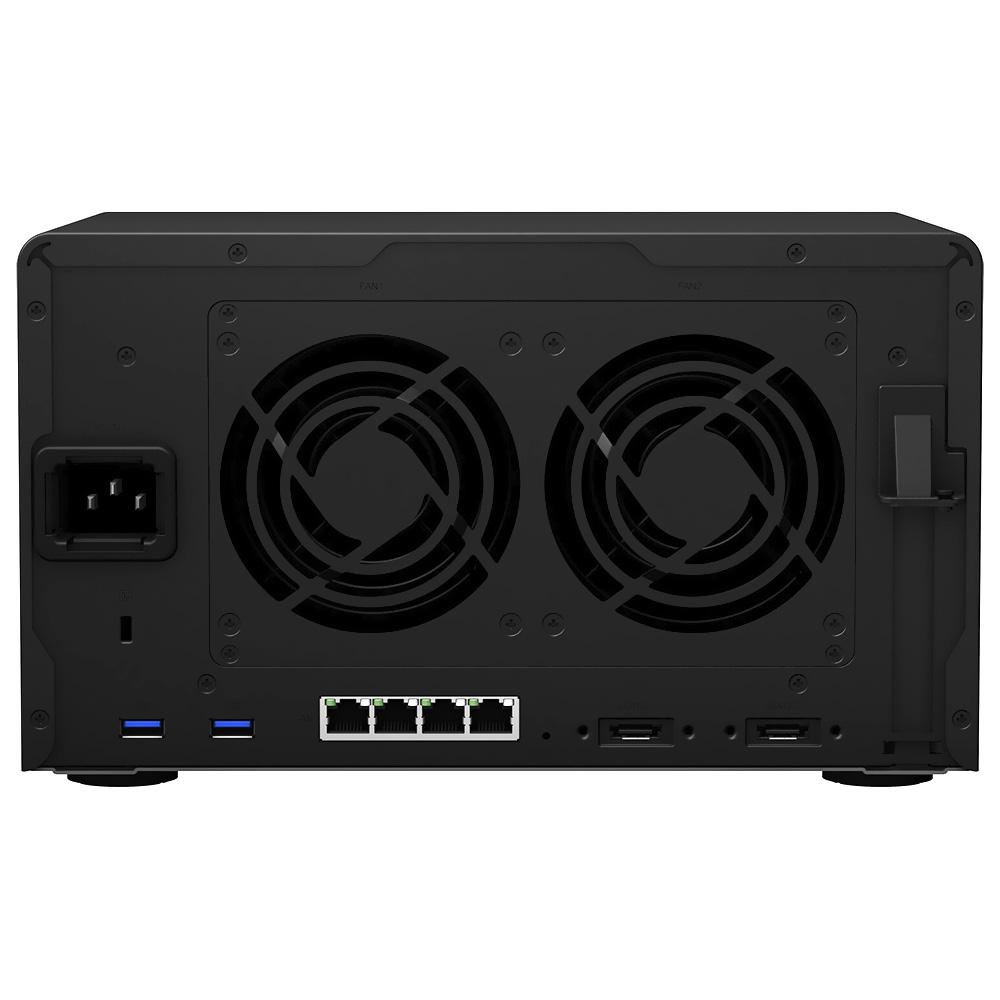 Servidor Nas Storage Synology DiskStation DS1621+ AMD Ryzen V1500B de 2.2GHz / 4GB de RAM / 6 Baias / USB / LAN - Preto