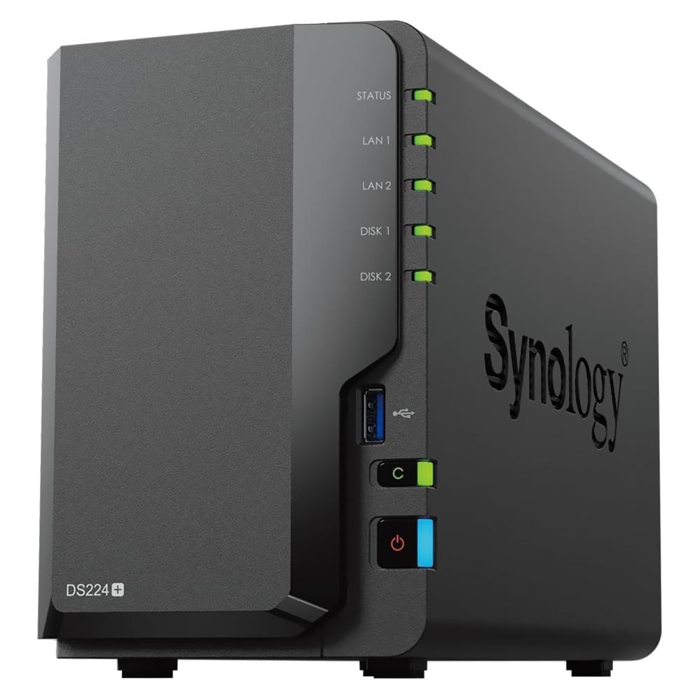 Servidor Nas Storage Synology DiskStation DS224+ Intel Celeron J4125 de 2.0GHz / 2 Baias / USB / LAN - Preto