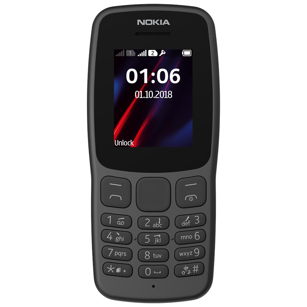 Celular Nokia 106 TA-1190 Tela 1.77" / Single Sim - Preto / Cinza