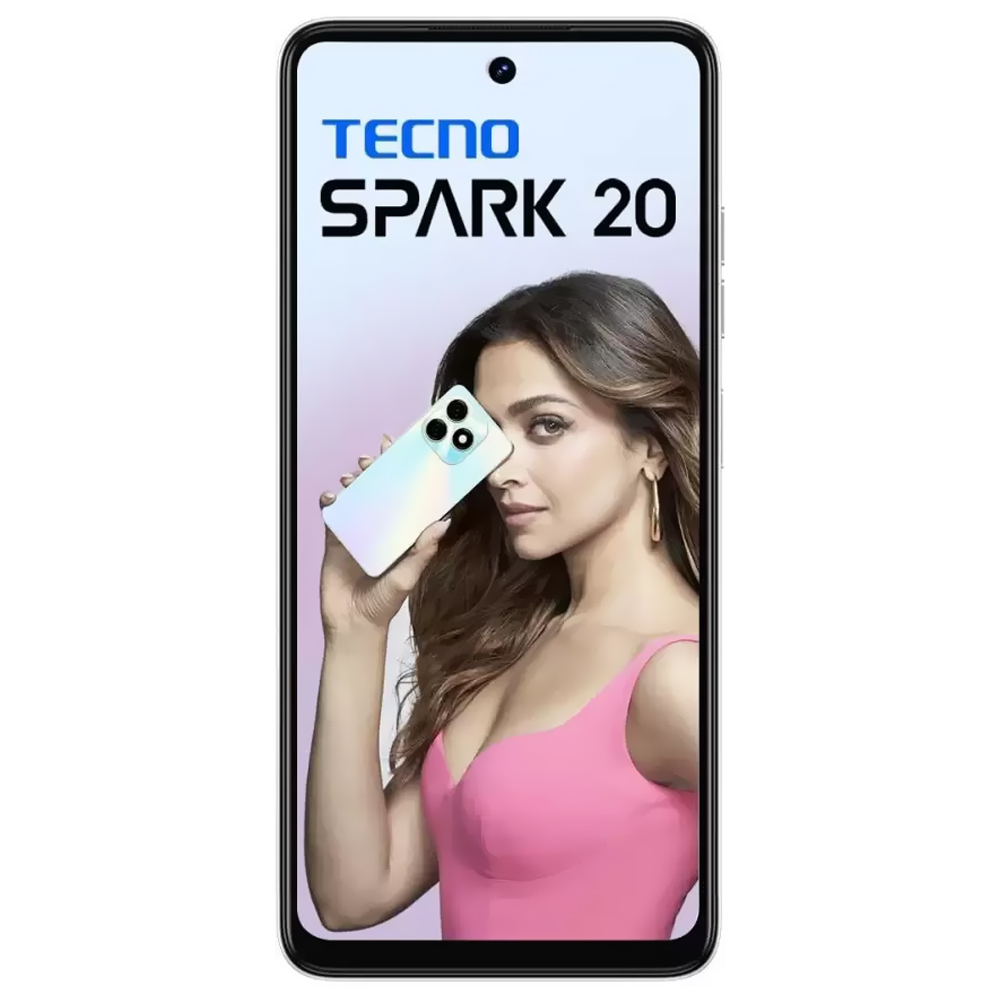 Celular Tecno Spark 20 KJ5 8GB de RAM / 256GB / Tela 6.6" / Dual Sim LTE - Cyber Branco