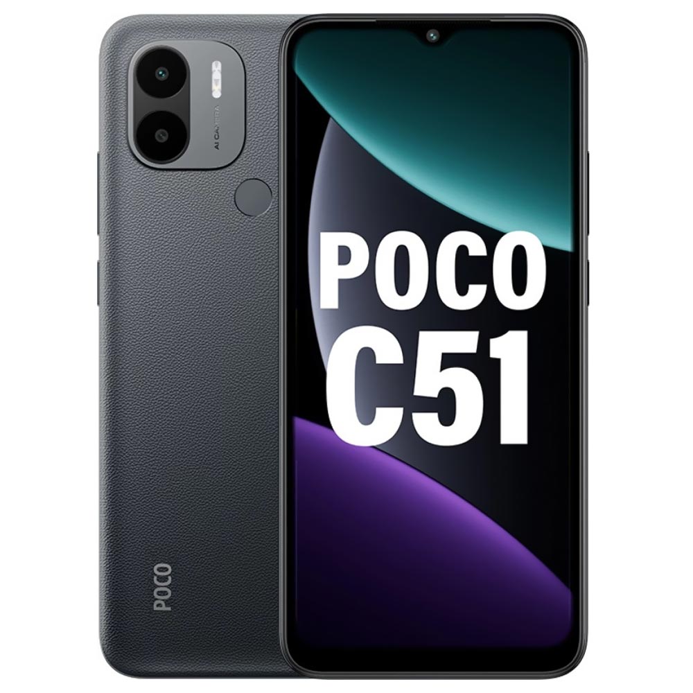 Celular Xiaomi POCO C51 4GB de RAM / 64GB / Tela 6.52" / Dual Sim LTE - Power Preto (Índia)