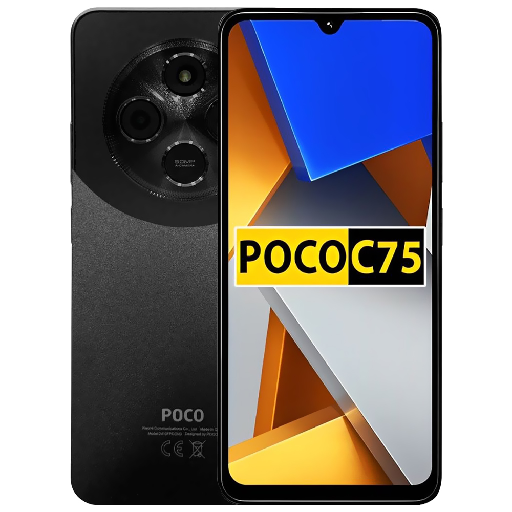 Celular Xiaomi POCO C75 6GB de RAM / 128GB / Tela 6.88" / Dual Sim LTE - Preto (Global)