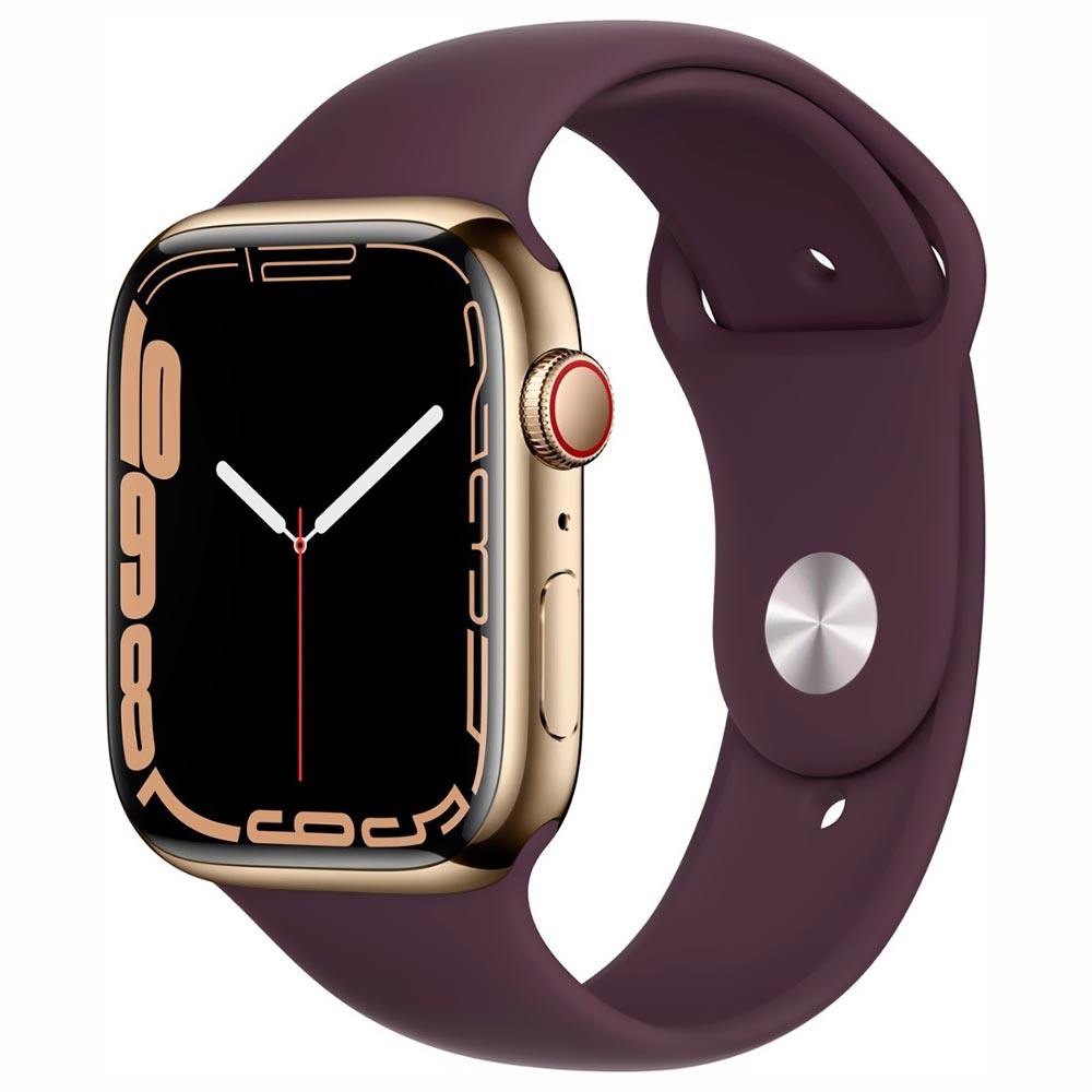 Apple Watch S7 MKHY3BE/A 41MM / GPS + Celular / Stainless Steel Sport Band - Gold / Dark Cherry