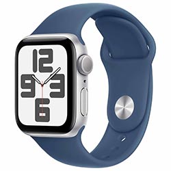 RELOGIO APPLE WATCH SE2 44MM MXEQ3LL/A GPS SILVER ALUMINUM DENIM SPORT BAND S/M 