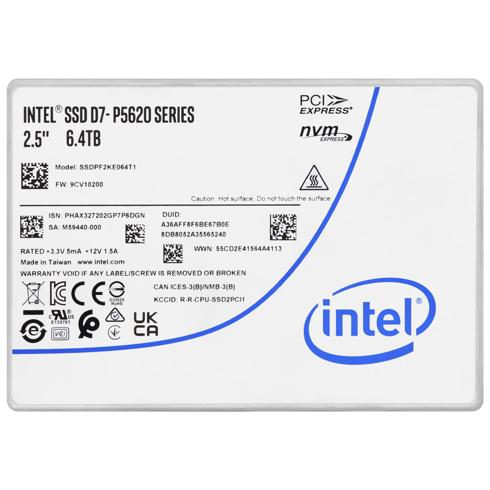 SSD Intel U.2 6.4TB D7-P5620 2.5" NVMe - SSDPF2KE064T1