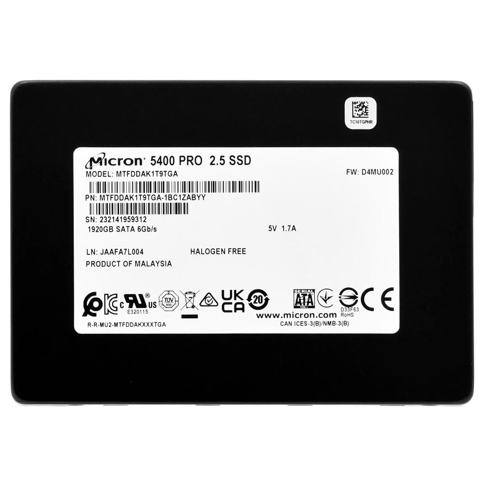 SSD Micron 1.92TB 5400 Pro 2.5" SATA 3 - MTFDDAK1T9TGA-1BC1ZABYYR