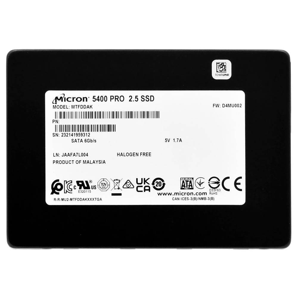 SSD Micron 480GB 5400 Pro 2.5" SATA 3 - MTFDDAK480TGA-1BC1ZABYYR