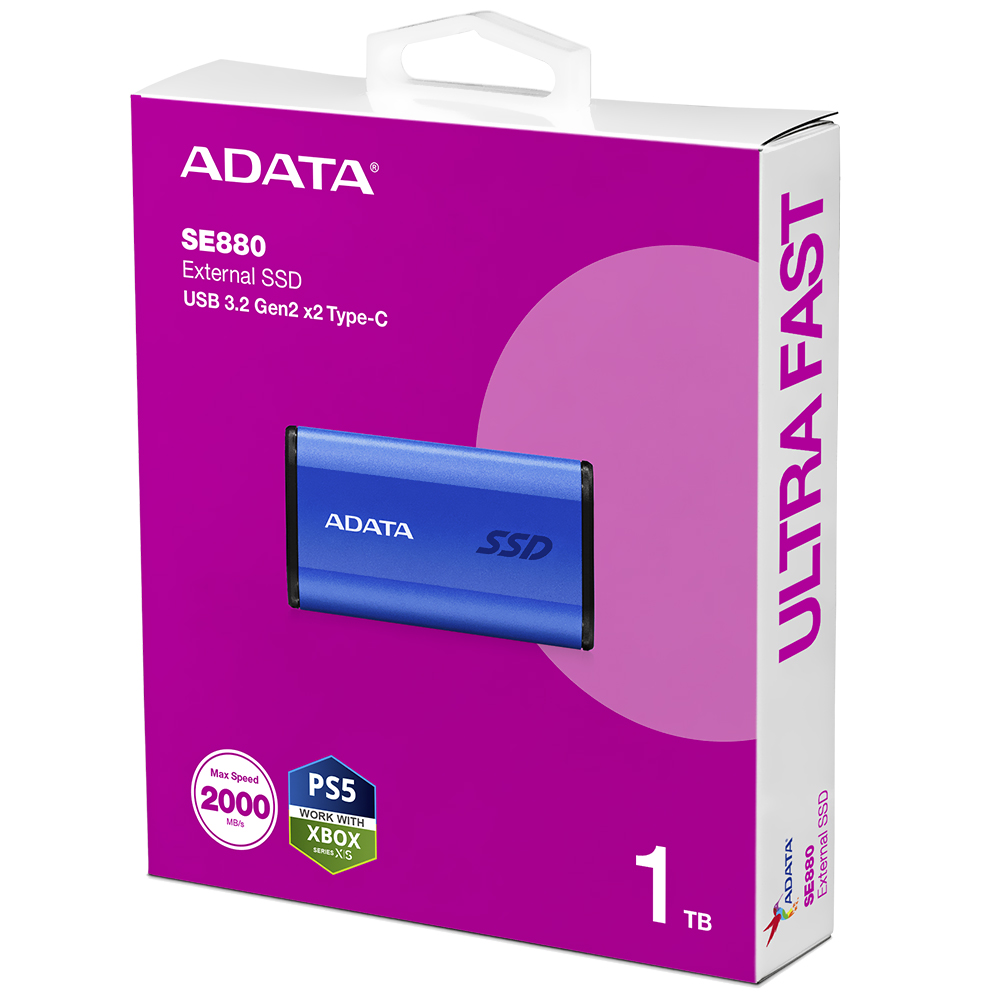 SSD Externo ADATA 1TB SE880 Ultra Fast USB-C - Azul (AELI-SE880-1TCBU)