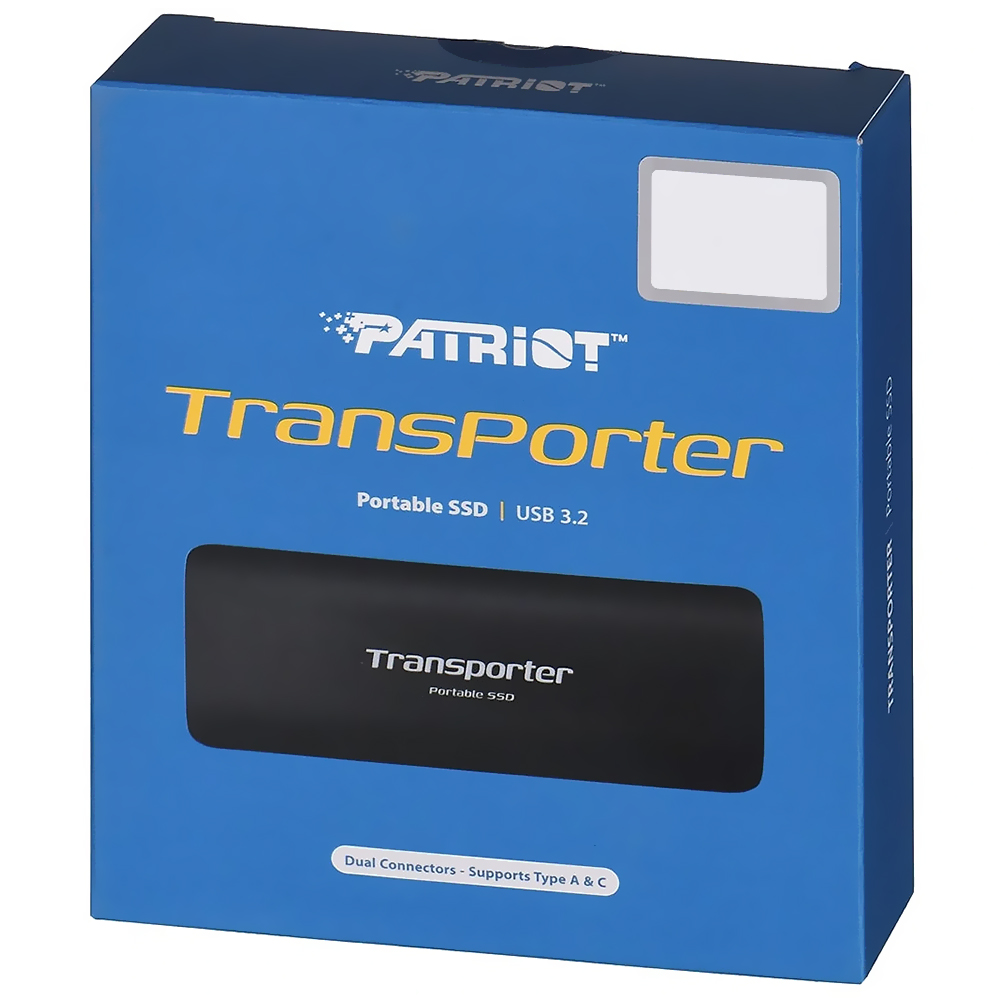 SSD Externo Patriot 1TB Transporter Portátil - Preto (PTP1TBPEC)