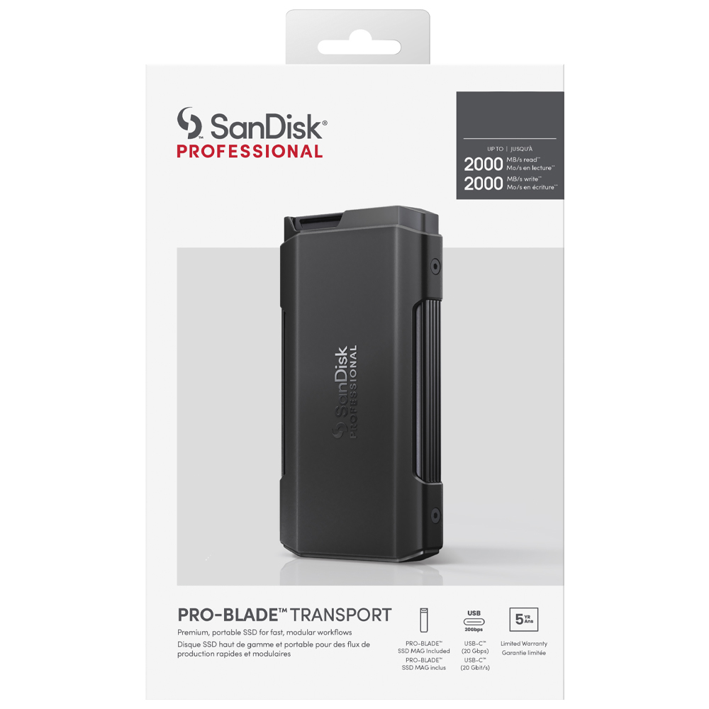 SSD Externo SanDisk 2TB Professional Pro-Blade Transport / USB-C 3.2 - Preto (SDPM2NB-002T-GBAND)