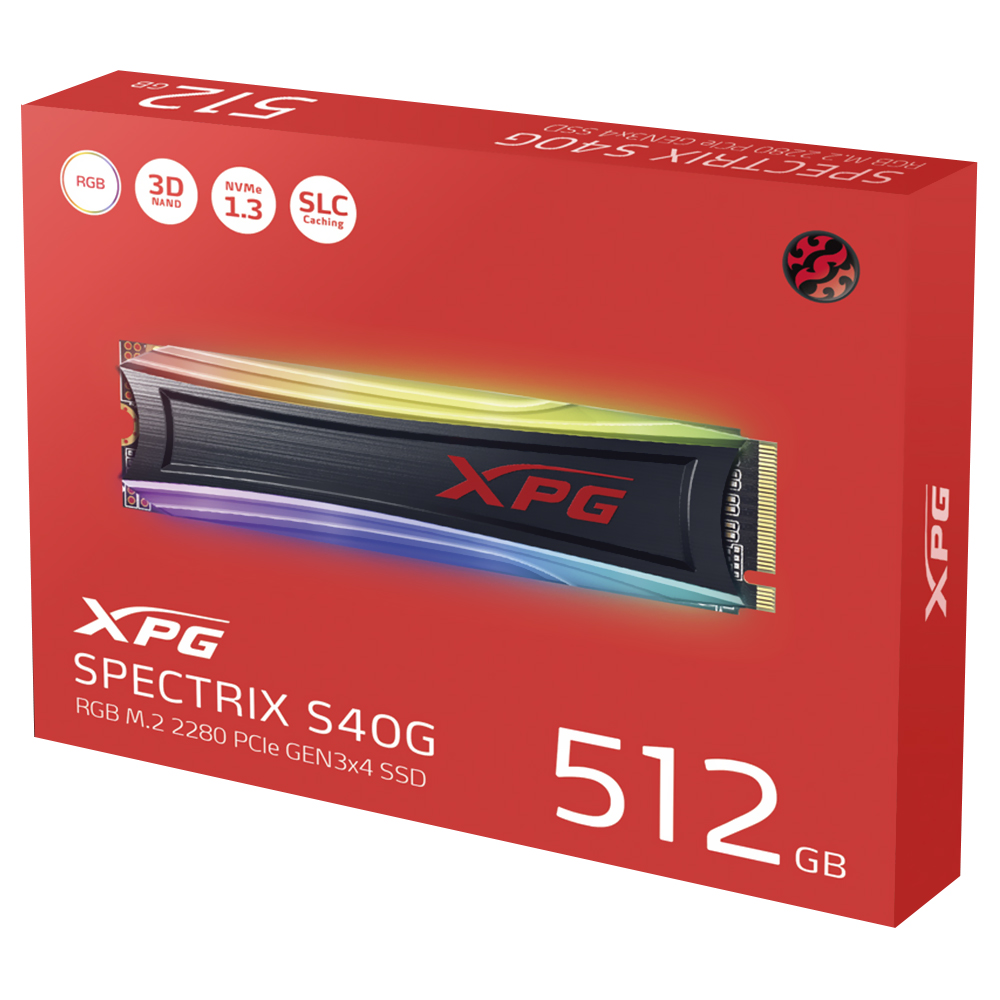 SSD ADATA M.2 512GB XPG Spectrix S40G NVMe RGB - AS40G-512GT-C
