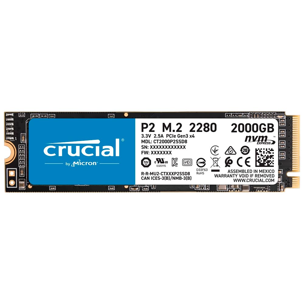 SSD Crucial M.2 2TB P2 NVMe - CT2000P2SSD8