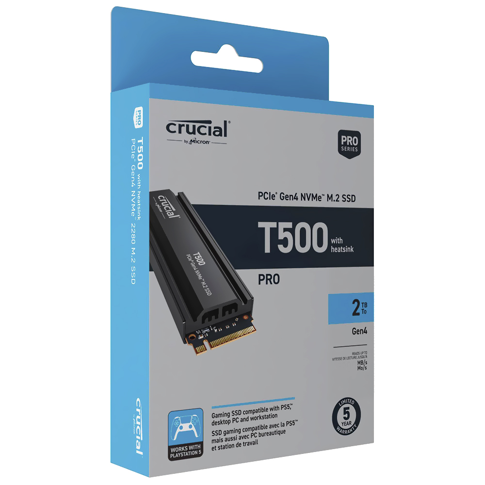 SSD Crucial M.2 2TB T500 Pro NVMe - CT2000T500SSD5