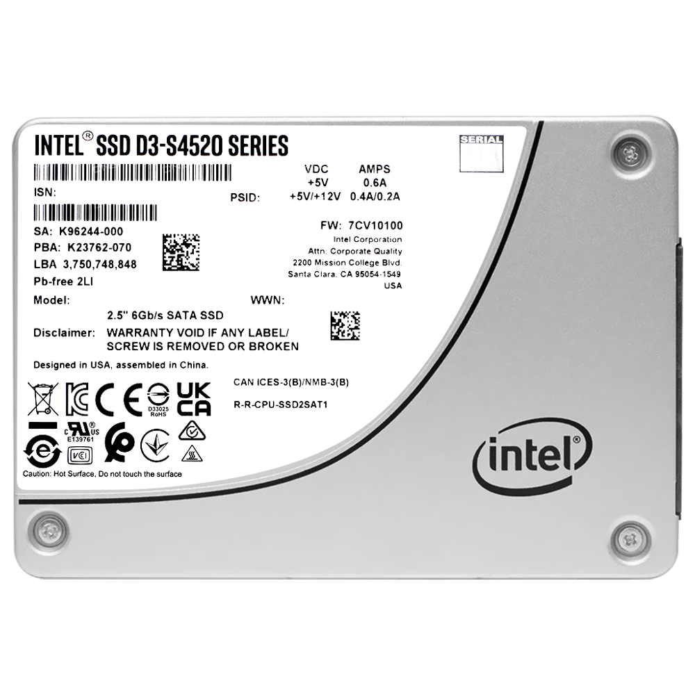 SSD Intel D3-S4520 Series 3.84TB 2.5" SATA 3 - SSDSC2KB038TZ01